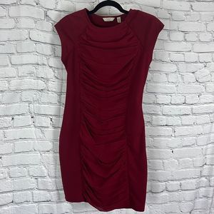 Ted Baker dress ruching bodycon burgundy size small